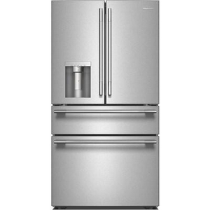 KitchenAid 36-Inch, 29.51 Cu. Ft. Freestanding French 4-Door Refrigerator With Water And Ice Dispensing System - KRMF436SPS