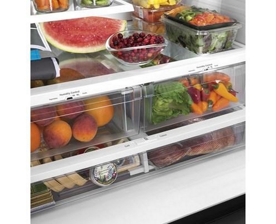 GE 36-Inch, 27 Cu.Ft. Freestanding French 3-Door Refrigerator With Internal Water Dispenser - GNE27JMMES
