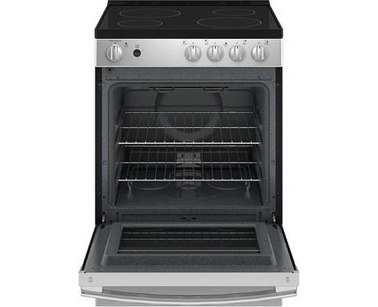 GE 24-Inch Freestanding Electric Range With Removable Backguard - JCAS640RMSS