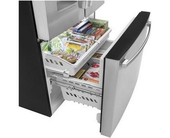GE 36-Inch, 25.6 Cu.Ft. Freestanding French 3-Door Refrigerator With Multiflow Air System - GFE26JYMFS